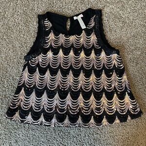 L8ter sequin shirt‎ blouse medium black shimmer festive party sleeveless women
